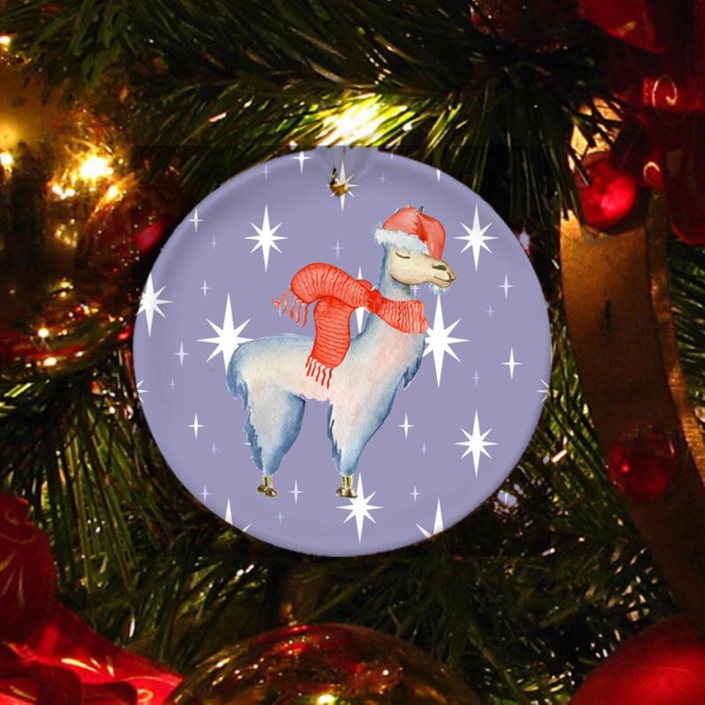 Custom Christmas Tree Ornament set/3,‎ Cute Llamas - Picture 3 of 4
